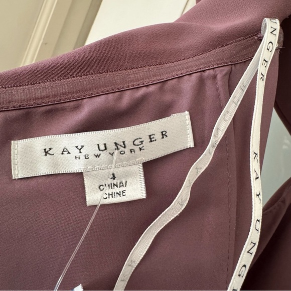Kay Unger Kiana Crepe Walk-Thru Jumpsuit Maxi Dress Off Shoulder Mauve Sz 4 NWT - Picture 16 of 17